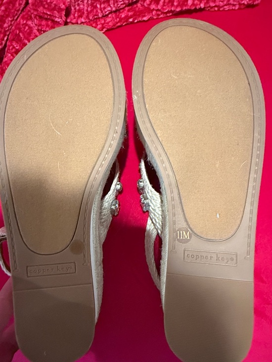 Copper Key Cream Jeweled Platform Slingback Sandals - Picture 5 of 9